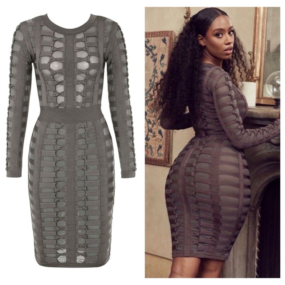 Elegant Gray Bandage Dress